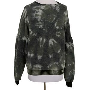 Electric & Rose Brushed Fleece Camo Pullover Sweatshirt Balloon Sleeves Sz S NEW